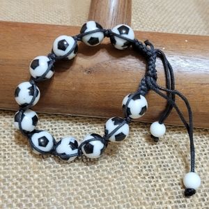 MACRAME Black and White Glass Beads BRACELET